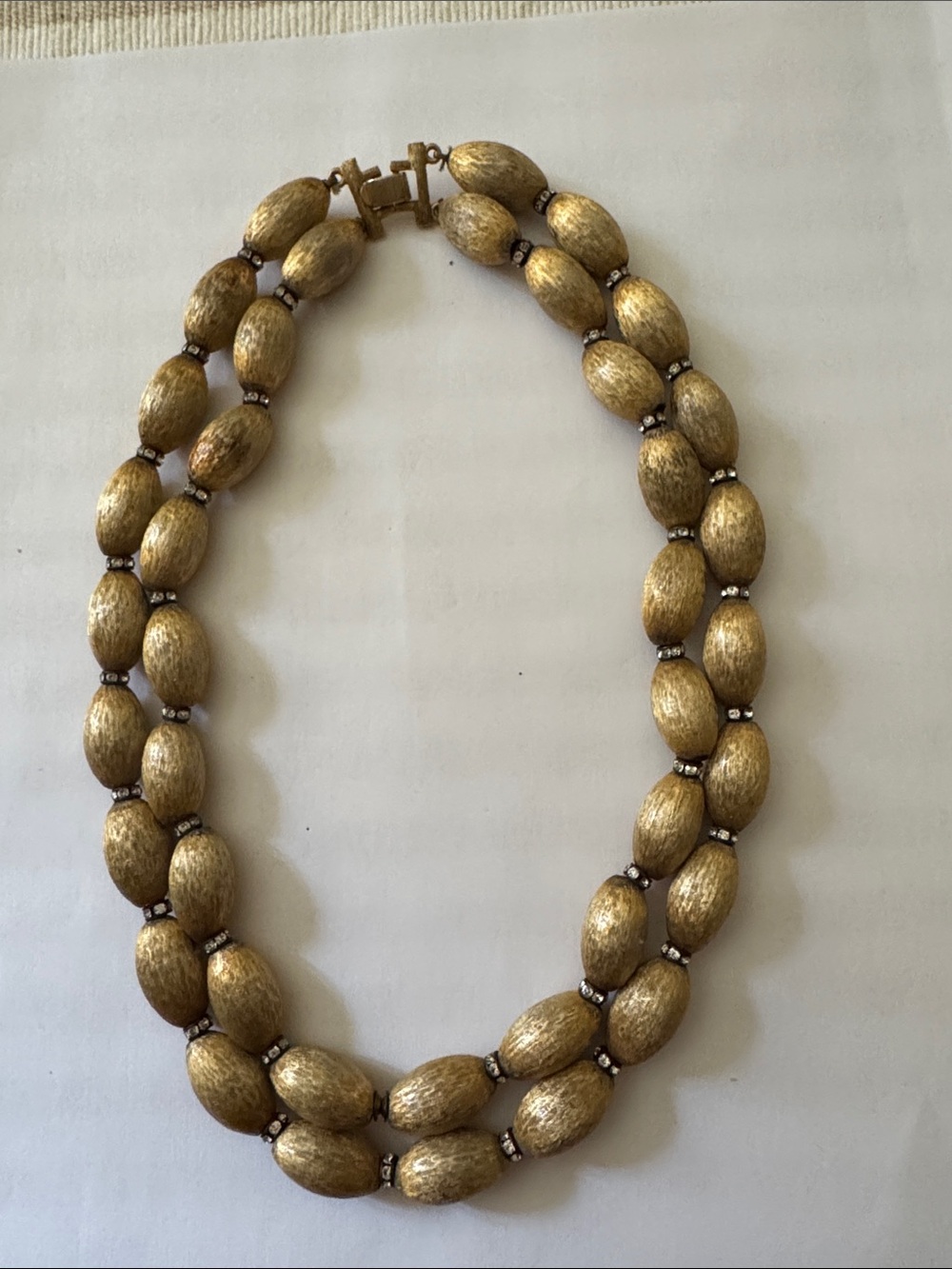 Brushed gold tone Two-Strand Beaded Necklace - Women Jewelry
